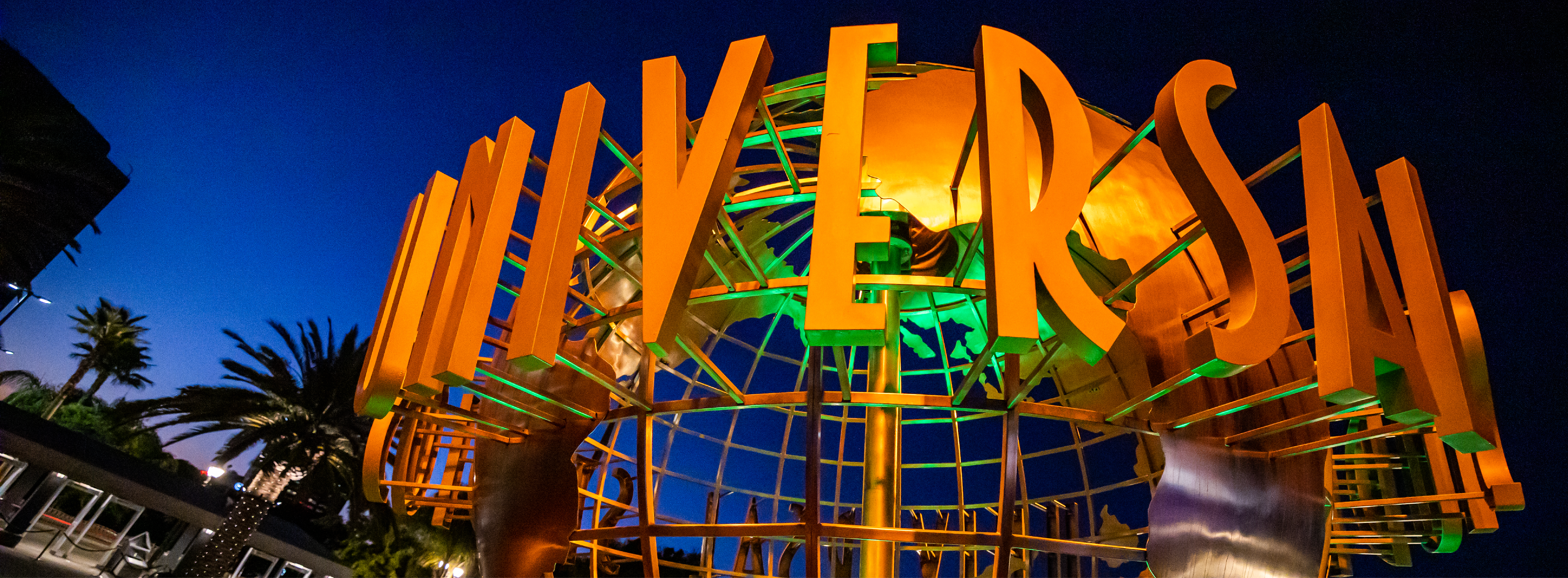 Universal globe glowing in the night sky