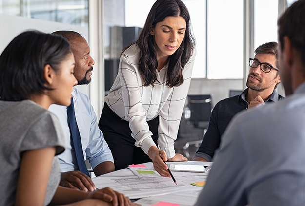 Group of people working at a table