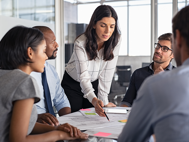 Group of people working at a table